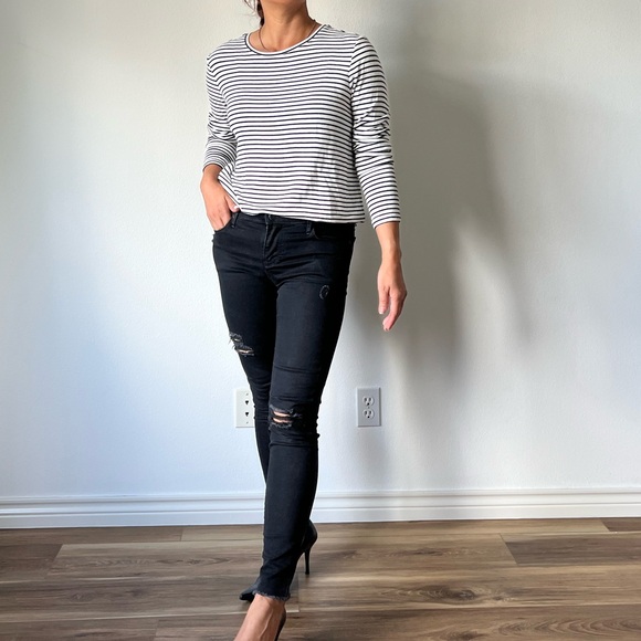 Ann Taylor Stripes Long Sleeve Tee Shirt - Picture 1 of 13